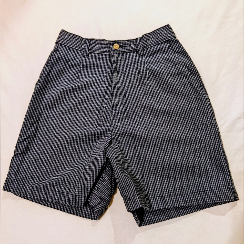 Riders by Lee Women's Black & Blue Checked Flat Front Shorts Size 6M